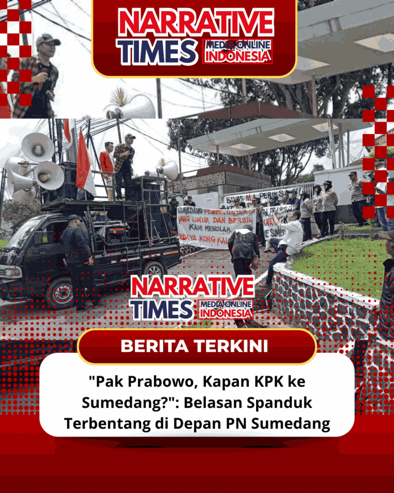 “Pak Prabowo, Kapan KPK ke Sumedang?”: Belasan Spanduk Terbentang di Depan PN Sumedang