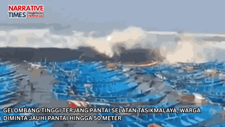 Gelombang Tinggi Terjang Pantai Selatan Tasikmalaya, Warga Diminta Jauhi Pantai hingga 50 Meter